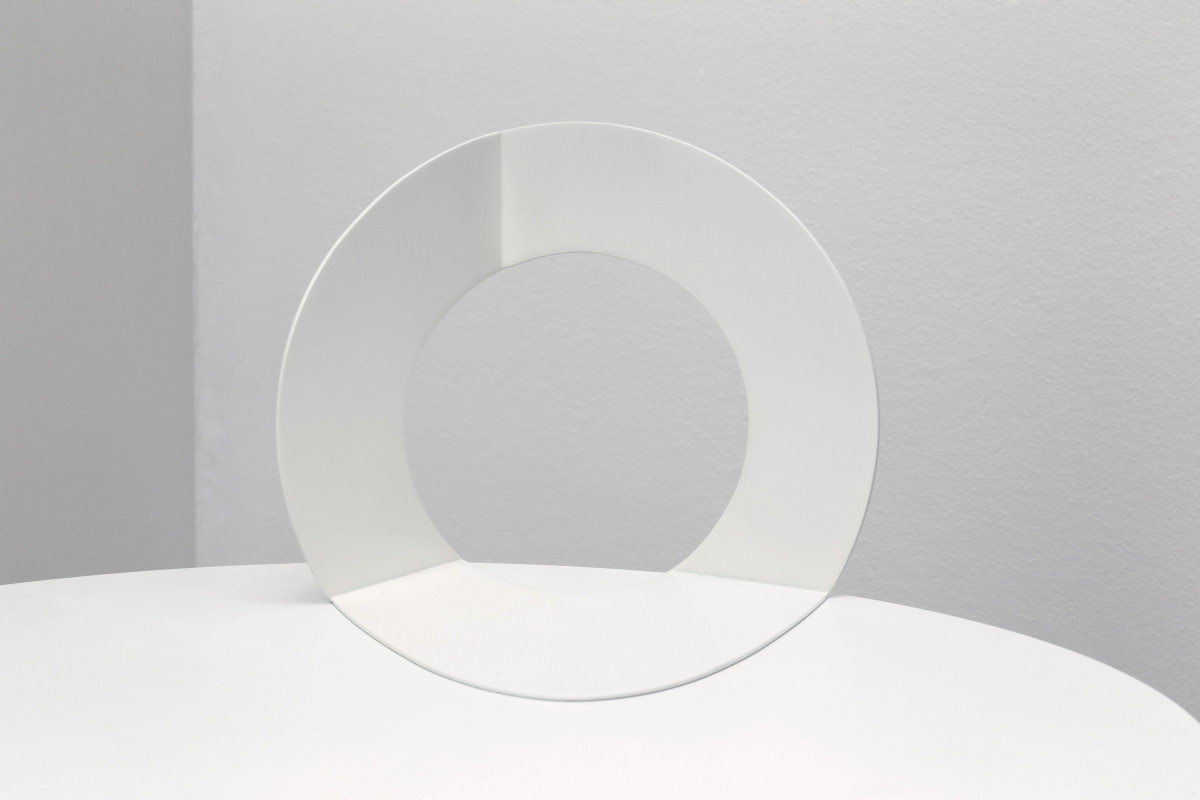 Felice Varini, ‘Cercle blanc ’, 2013, raw iron sheet laser cut and painted white